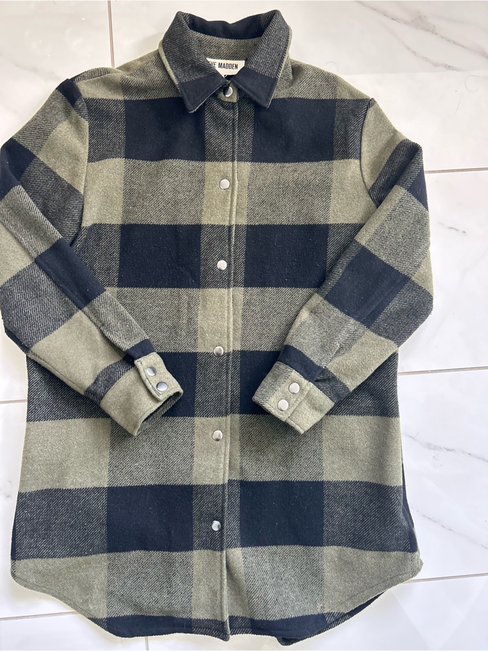 Steve Madden Olive and Black  Plaid Shacket Size M